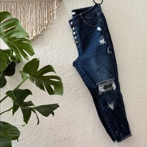 Distressed Dark Blue Kancan Skinny Jeans